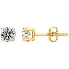 "1 Carat Diamond Stud Earrings In 14 Karat Yellow Gold