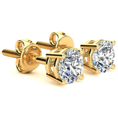 "1 Carat Diamond Stud Earrings In 14 Karat Yellow Gold