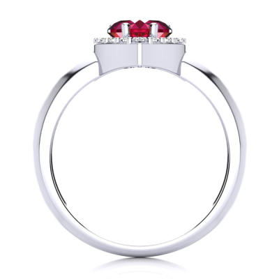 1ct Heart Shaped Created Ruby and Diamond Ring
