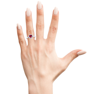 1ct Heart Shaped Created Ruby and Diamond Ring