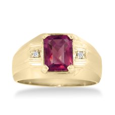 2 1/4ct Created Ruby and Diamond Men's Ring Crafted In Solid 14K Yellow Gold