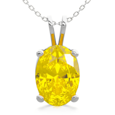 "3/4 Carat Oval Shape Citrine Necklace In 925 SS, 18 Inches