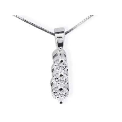 3/4ct Three Diamond Drop Style Diamond Pendant In 14k White Gold, J/K, I1