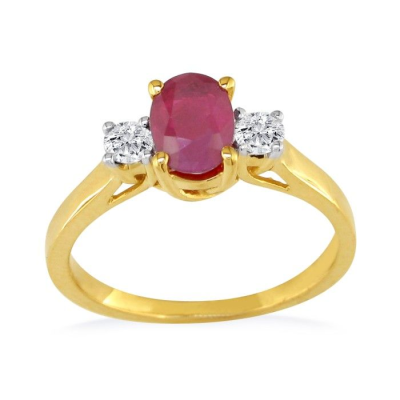 .80ct Ruby and Diamond Ring in 14k Yellow Gold, Size 6.5