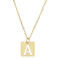 "A" Initial Necklace In 14 Karat Yellow Gold, 16-18 Inches