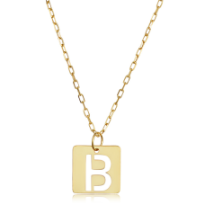 "B" Initial Necklace In 14 Karat Yellow Gold, 16-18 Inches