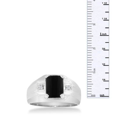 Black Onyx and Diamond Men's Ring Crafted In Solid 14K White Gold