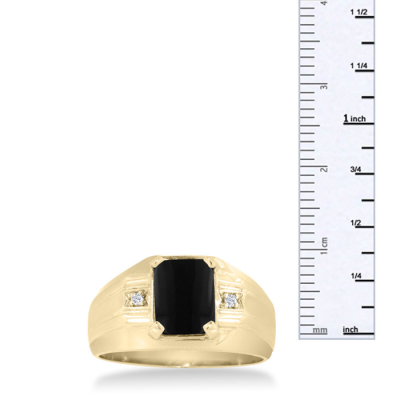 Black Onyx and Diamond Men's Ring Crafted In Solid 14K Yellow Gold
