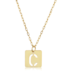 "C" Initial Necklace In 14 Karat Yellow Gold, 16-18 Inches