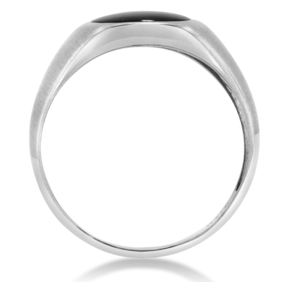 Cushion Cut Black Onyx Men's Ring Crafted In Solid White Gold