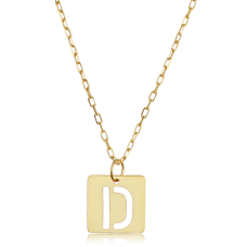 "D" Initial Necklace In 14 Karat Yellow Gold, 16-18 Inches