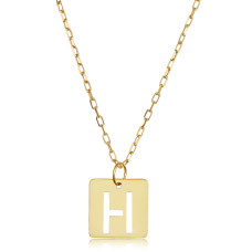 "H" Initial Necklace In 14 Karat Yellow Gold, 16-18 Inches