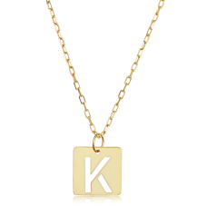 "K" Initial Necklace In 14 Karat Yellow Gold, 16-18 Inches