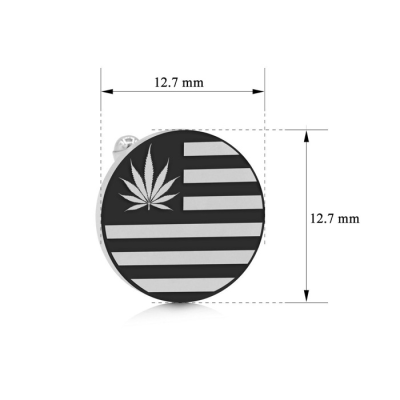 Octavius Cannabis Leaf Flag Cufflinks, Silver