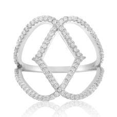 Sterling Silver Cubic Zirconia Flower Petal Ring