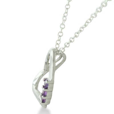 Three Stone Amethyst Heart Necklace